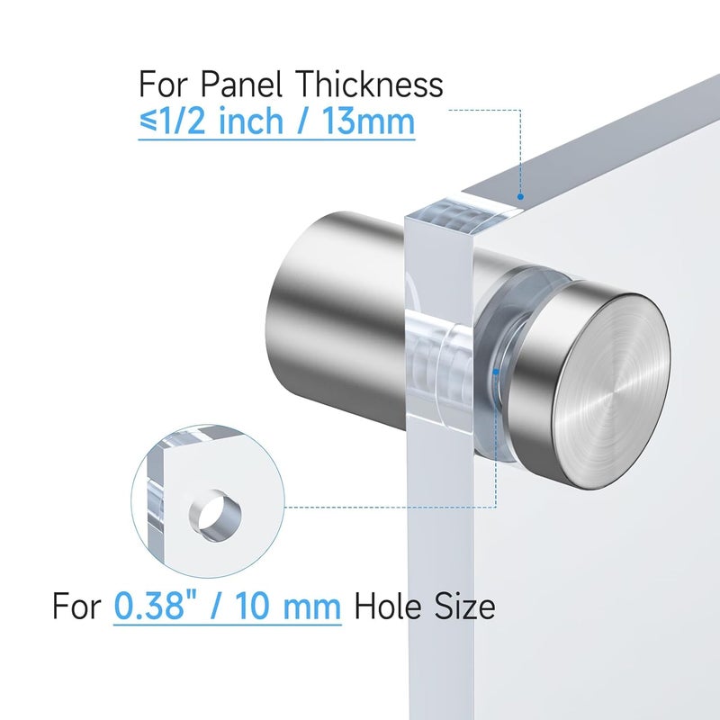 LuckIn 8 Pack Standoff Screws for Acrylic (3/4 in. Dia x 1 in. L), Stainless Steel Stand Off Wall Mounts Hardware for Sign Holder, Silver - Image 3